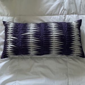 DKNY Decorative Pillow: Navy & White, Soft Feather Insert, Zipper Open, Bolster